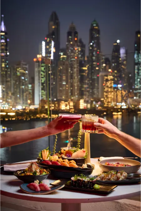 Dining with a skyline view at The Penthouse